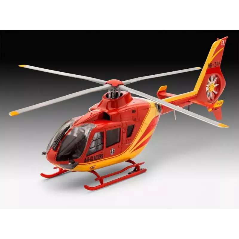 Rotorcraft model REVELL EC135 Air-Glaciers assembly kit, scale 1:72, length 143 mm, rotor Ø 140 mm