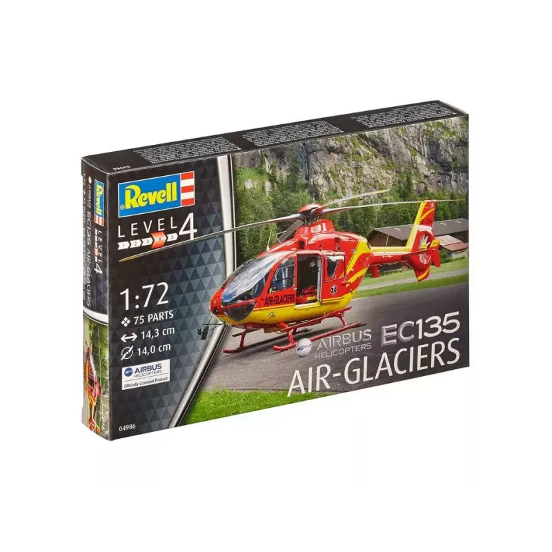Rotorcraft model REVELL EC135 Air-Glaciers assembly kit, scale 1:72, length 143 mm, rotor Ø 140 mm