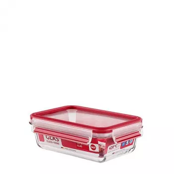 EMSA Clip & Close Glas Rectangular Box 0.7 L Red, Transparent 1 pc(s)