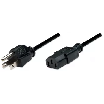 Manhattan Power Cord/Cable, US 2-pin plug (NEMA 5-15) to C13 Female (kettle lead), 1.8m, Black, Polybag