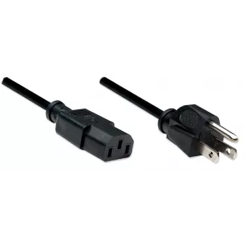 Manhattan Power Cord/Cable, US 2-pin plug (NEMA 5-15) to C13 Female (kettle lead), 1.8m, Black, Polybag