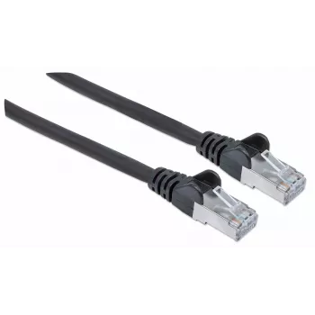 Intellinet Network Patch Cable, Cat7 Cable/Cat6A Plugs, 15m, Black, Copper, S/FTP, LSOH / LSZH, PVC, RJ45, Gold Plated Contacts, Snagless, Booted, Lifetime Warranty