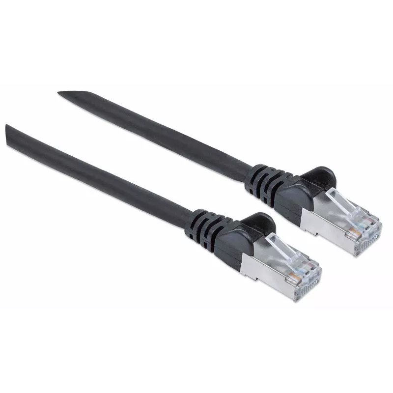 Intellinet Network Patch Cable, Cat7 Cable/Cat6A Plugs, 15m, Black, Copper, S/FTP, LSOH / LSZH, PVC, RJ45, Gold Plated Contacts, Snagless, Booted, Lifetime Warranty