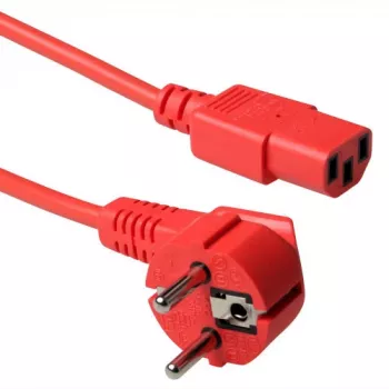 ACT Powercord mains connector CEE 7/7 male (angled) - C13 red 1.8 m