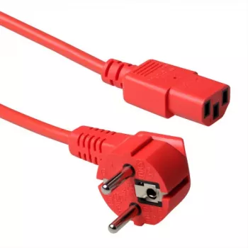 ACT Powercord mains connector CEE 7/7 male (angled) - C13 red 3 m