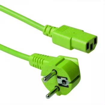ACT Powercord mains connector CEE 7/7 male (angled) - C13 green 1.2 m