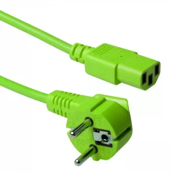 ACT Powercord mains connector CEE 7/7 male (angled) - C13 green 1.8 m