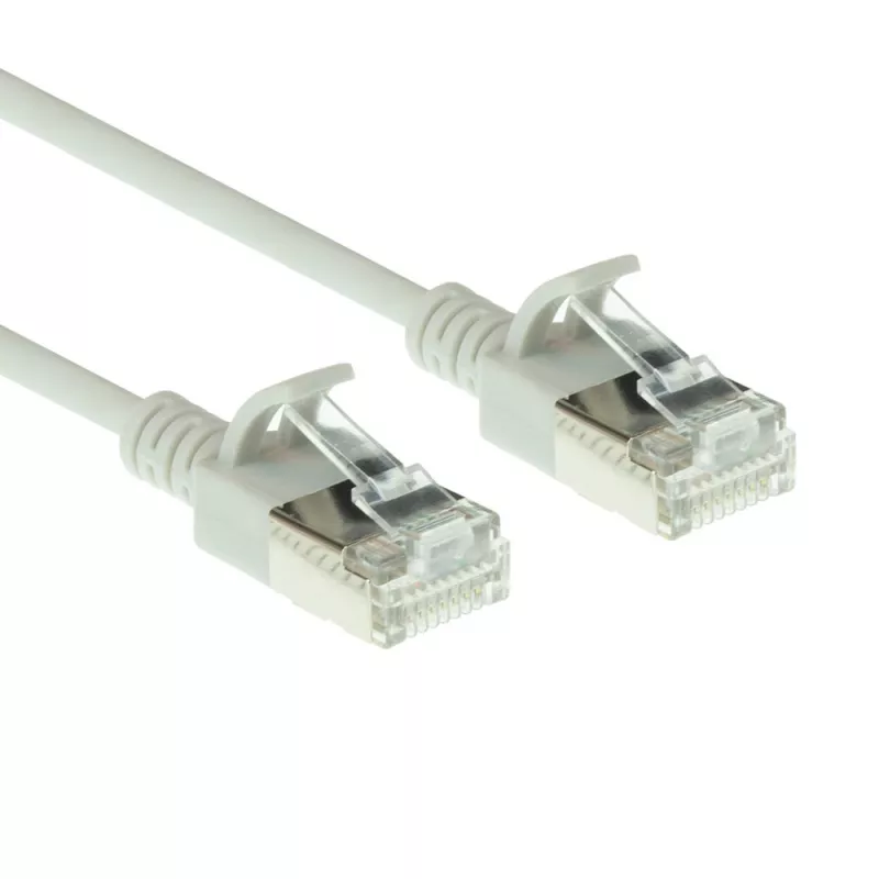 ACT Grey 0.25 meter LSZH U/FTP CAT6A datacenter slimline patch cable snagless with RJ45 connectors