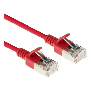 ACT Red 2 meter LSZH U/FTP CAT6A datacenter slimline patch cable snagless with RJ45 connectors