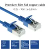 ACT Blue 0.25 meter LSZH U/FTP CAT6A datacenter slimline patch cable snagless with RJ45 connectors