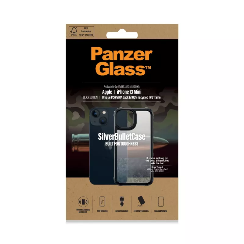 Cover PanzerGlass SilverBullet ClearCase iPhone 13 Mini Black