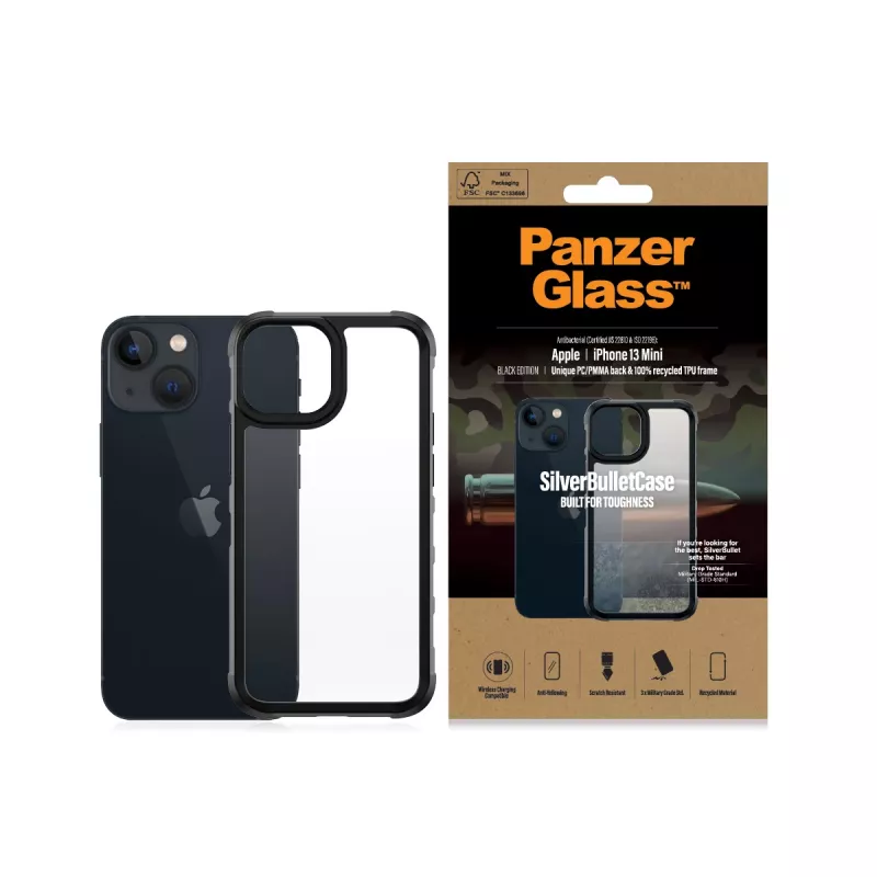 Cover PanzerGlass SilverBullet ClearCase iPhone 13 Mini Black