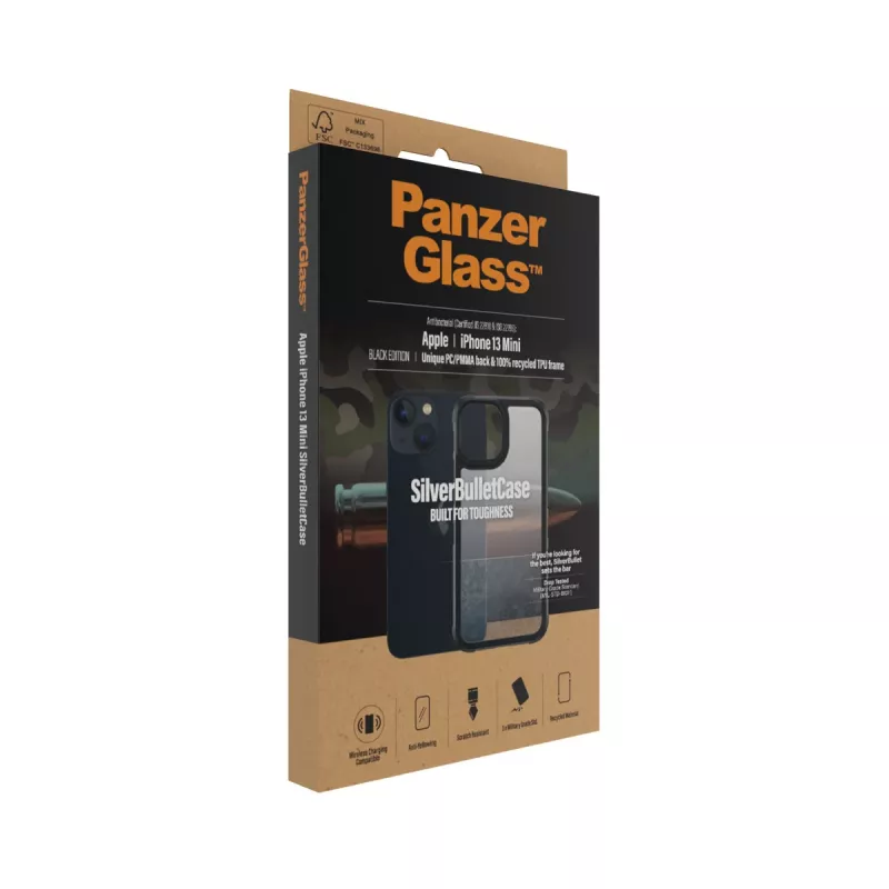 Cover PanzerGlass SilverBullet ClearCase iPhone 13 Mini Black