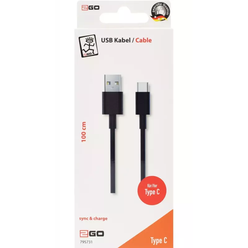 USB cable 2GO 795731 1m USB B USB C USB 3.2 Gen 1 Black