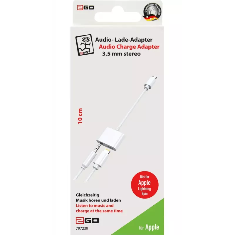 Lightning Cable 2GO 797239 0.1m White Lightning to Lightning + 3.5mm