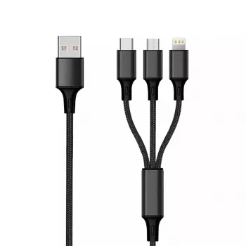USB cable 2GO 797153 1.5m USB B USB C/Micro-USB B/Lightning Black