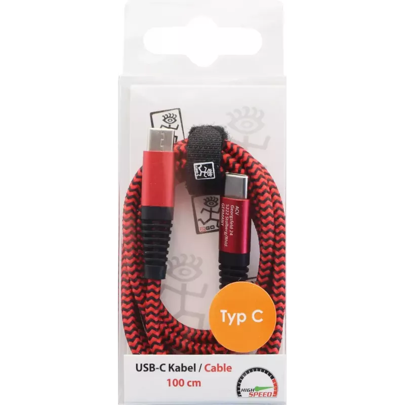 USB cable 2GO 797195 USB 3.2 Gen 1 1 m USB C Red