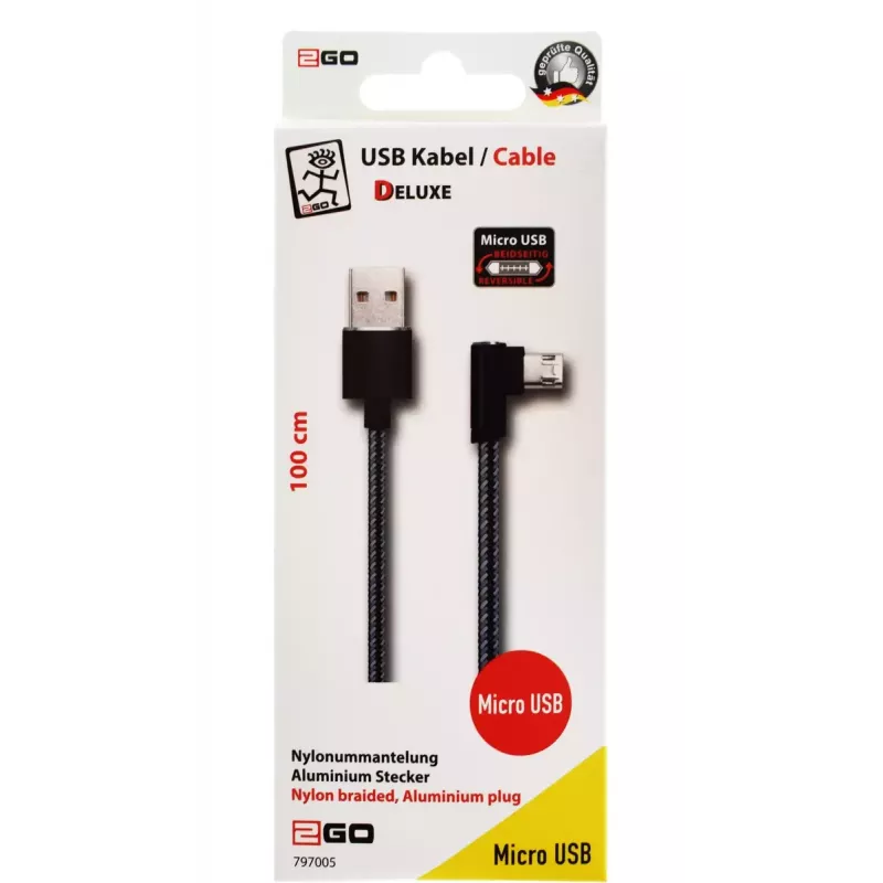 USB cable 2GO 797005 1 m USB B Micro-USB B Black