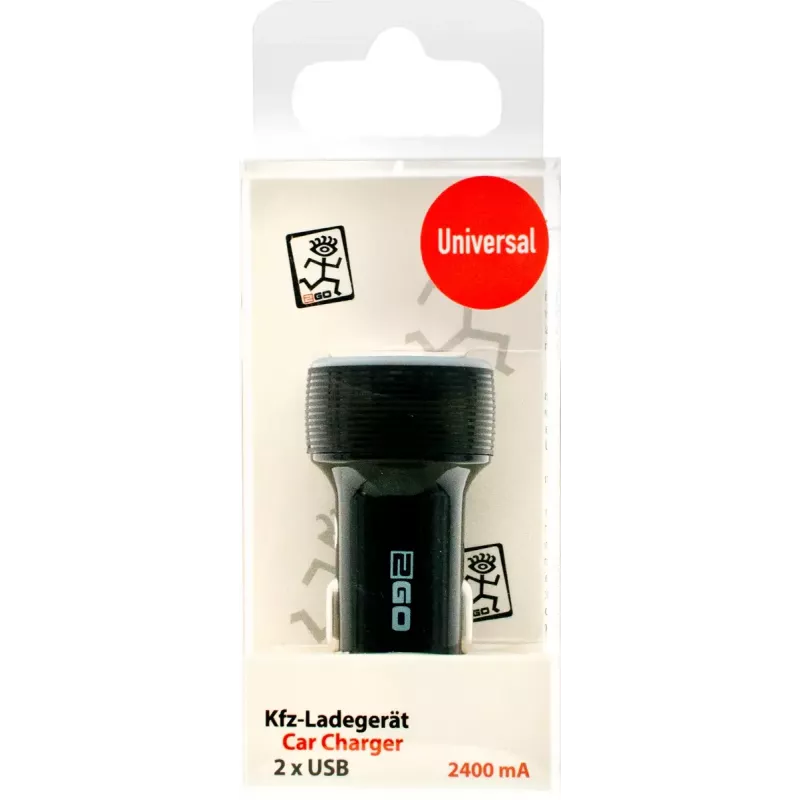 Mobile device charger 2GO 795784 Universal Black Cigar lighter Auto 12/24V 2 USB ports