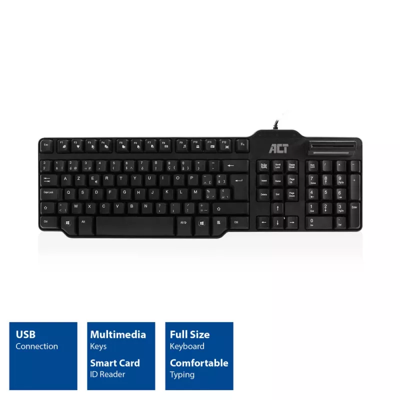 ACT Wired Keyboard with smart card reader (Azerty/BE layout)