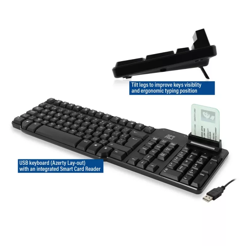 ACT Wired Keyboard with smart card reader (Azerty/BE layout)