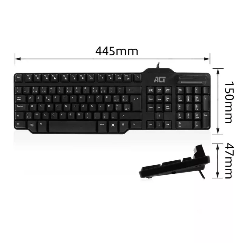 ACT Wired Keyboard with smart card reader (Azerty/BE layout)
