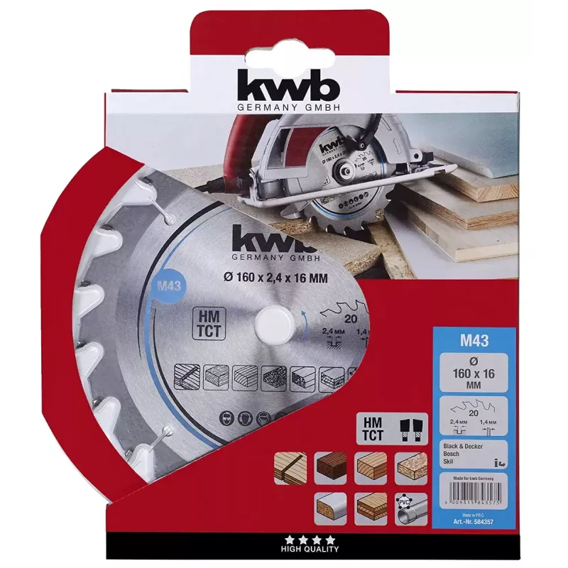 Circular Saw Blade KWB 584357 Tungsten Carbide Tipped 1 pc