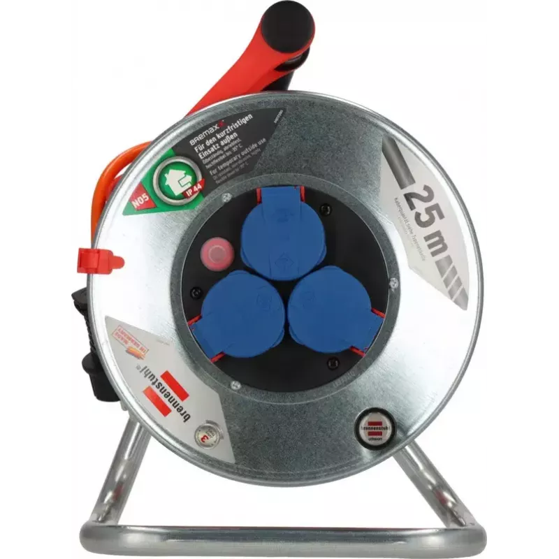 Cord reel Brennenstuhl 1198740 3 AC outlets 25 m Stainless steel
