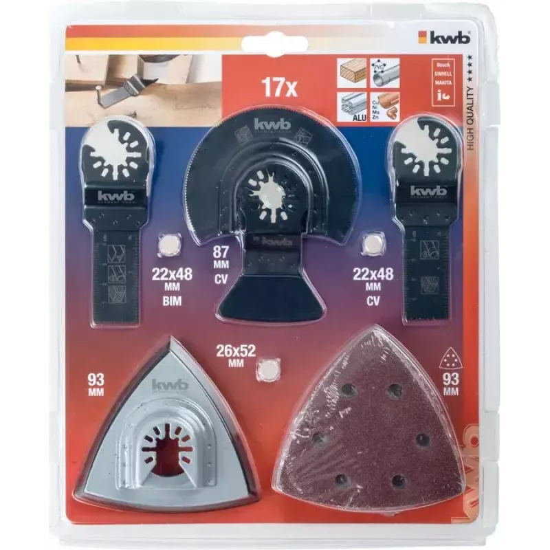 Blade set kwb Universal kit 17 pcs for Aluminium Concrete Copper Plasterboard Plastic Sheet metal Wood