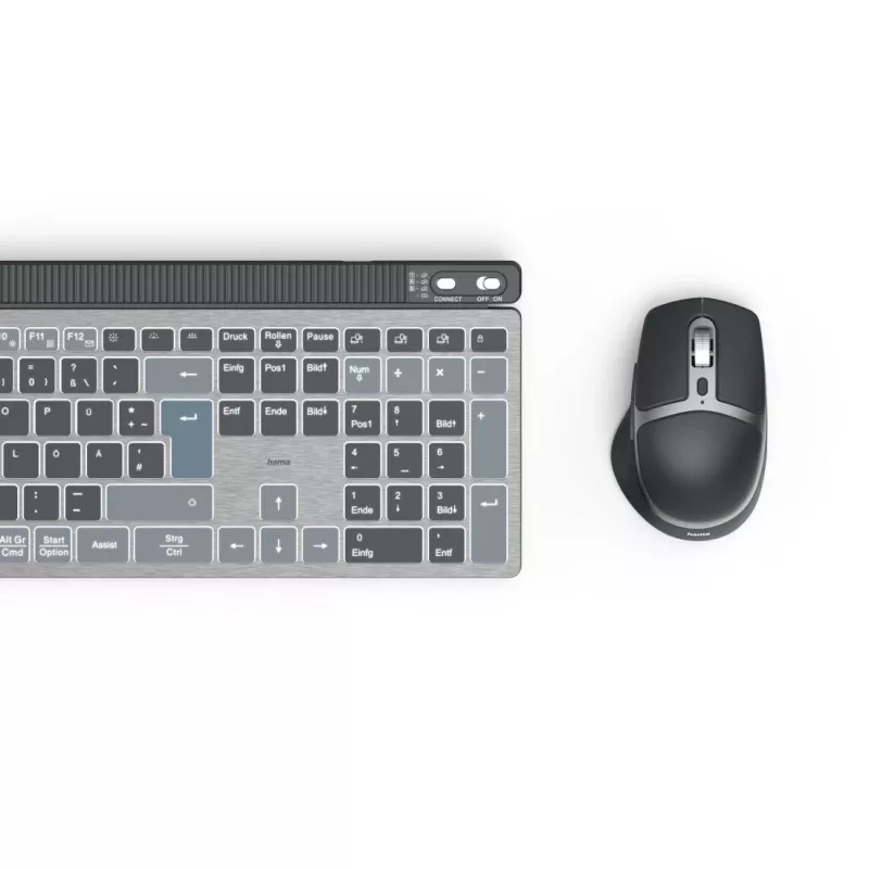 Hama WKM-750 keyboard Mouse included Home/Office Bluetooth QWERTZ German Anthracite, Black, Blue