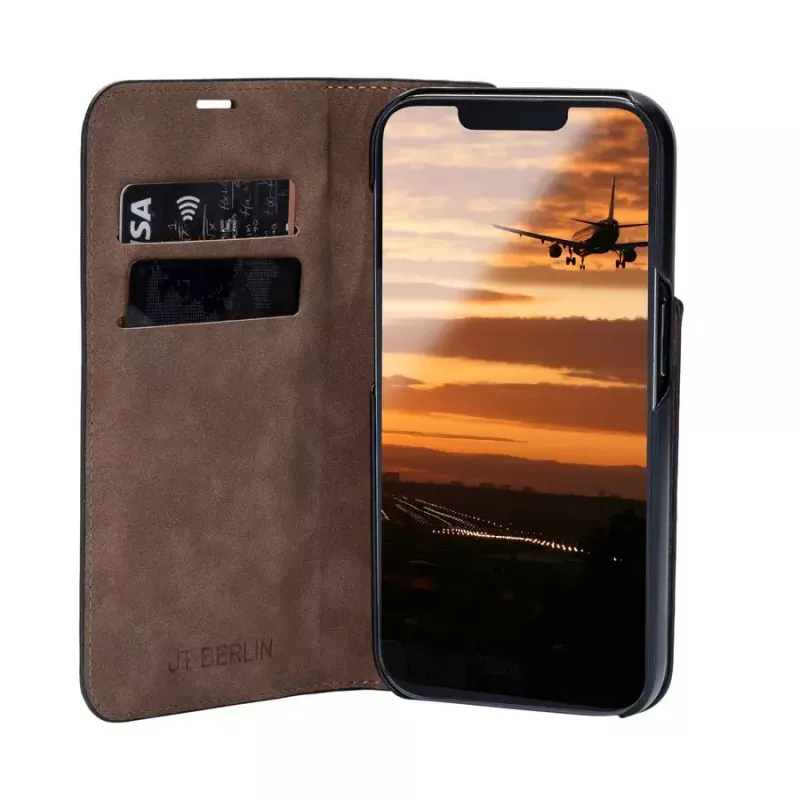 Wallet case JT BERLIN 11106 for iPhone 16E 15.4 cm Black