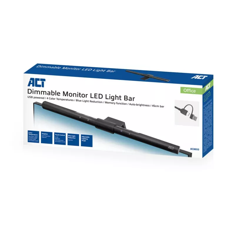 Monitor LED Light Bar ACT AC8055 — Dimmable USB-powered screen lamp
