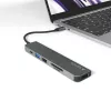 Interface hub Epico 9915112100080 — USB Type-C host, HDMI, USB 2.0, USB Type-C, MicroSD/SD card reader, aluminium/TPU, grey