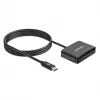 Manhattan USB-C Contact Smart Card Reader with MicroSD slot, USB Type-C Male to Contact Reader Interface and microSDXC, Supports Windows, macOS and Linux, Reads SIM Cards with Adapter, Cable 1m, Black, Three Year Warranty