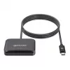 Manhattan USB-C Contact Smart Card Reader with MicroSD slot, USB Type-C Male to Contact Reader Interface and microSDXC, Supports Windows, macOS and Linux, Reads SIM Cards with Adapter, Cable 1m, Black, Three Year Warranty