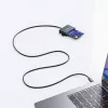 Manhattan USB-C Contact Smart Card Reader with MicroSD slot, USB Type-C Male to Contact Reader Interface and microSDXC, Supports Windows, macOS and Linux, Reads SIM Cards with Adapter, Cable 1m, Black, Three Year Warranty