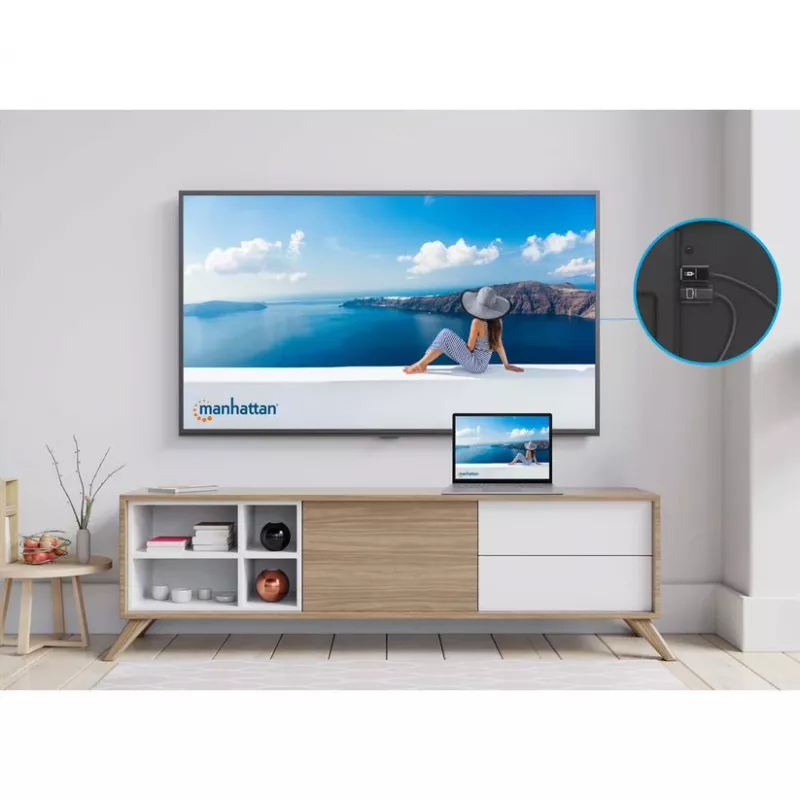 Manhattan 1080p Wireless HDMI Display Presentation Kit, 2-Piece Set with HDMI Receiver and HDMI Transmitter Dongle to Wirelessly Display a Video Signal from a Laptop/Tablet/Smartphone on an HDMI TV or Projector, Black