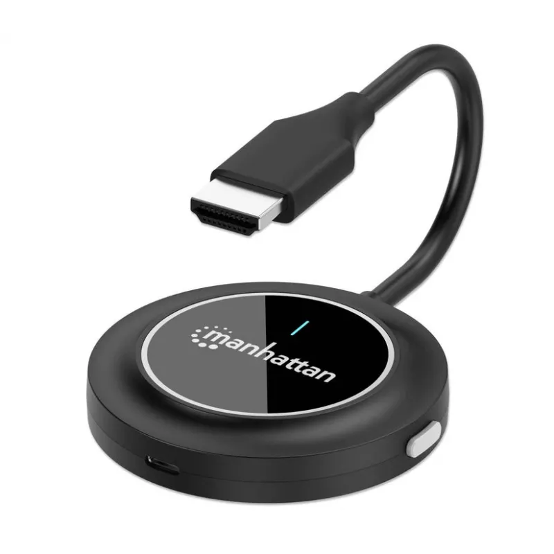Manhattan 1080p Wireless HDMI Display Presentation Kit, 2-Piece Set with HDMI Receiver and HDMI Transmitter Dongle to Wirelessly Display a Video Signal from a Laptop/Tablet/Smartphone on an HDMI TV or Projector, Black