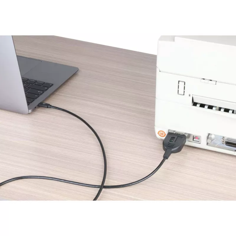 Manhattan USB-C to Serial Converter cable, 1m, Male to Male, Serial/RS232/COM/DB9, Prolific PL2303GT Chip, Black cable, Three Years Warranty