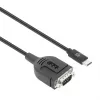 Manhattan USB-C to Serial Converter cable, 1m, Male to Male, Serial/RS232/COM/DB9, Prolific PL2303GT Chip, Black cable, Three Years Warranty