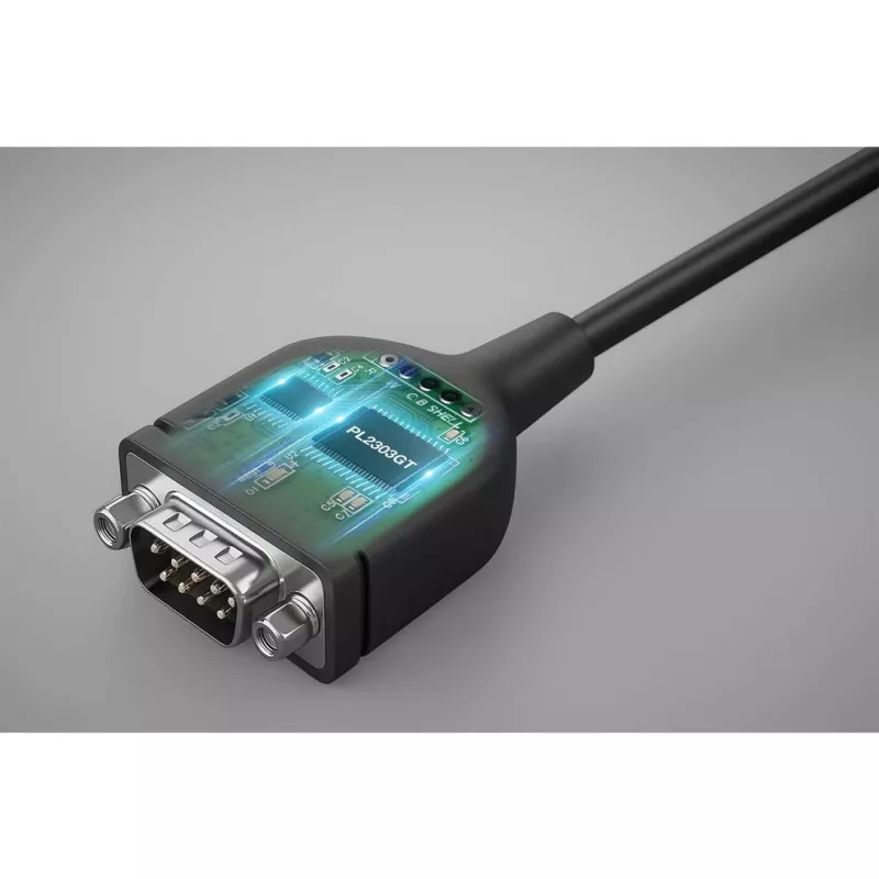 Manhattan USB-C to Serial Converter cable, 1m, Male to Male, Serial/RS232/COM/DB9, Prolific PL2303GT Chip, Black cable, Three Years Warranty