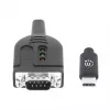 Manhattan USB-C to Serial Converter cable, 1m, Male to Male, Serial/RS232/COM/DB9, Prolific PL2303GT Chip, Black cable, Three Years Warranty