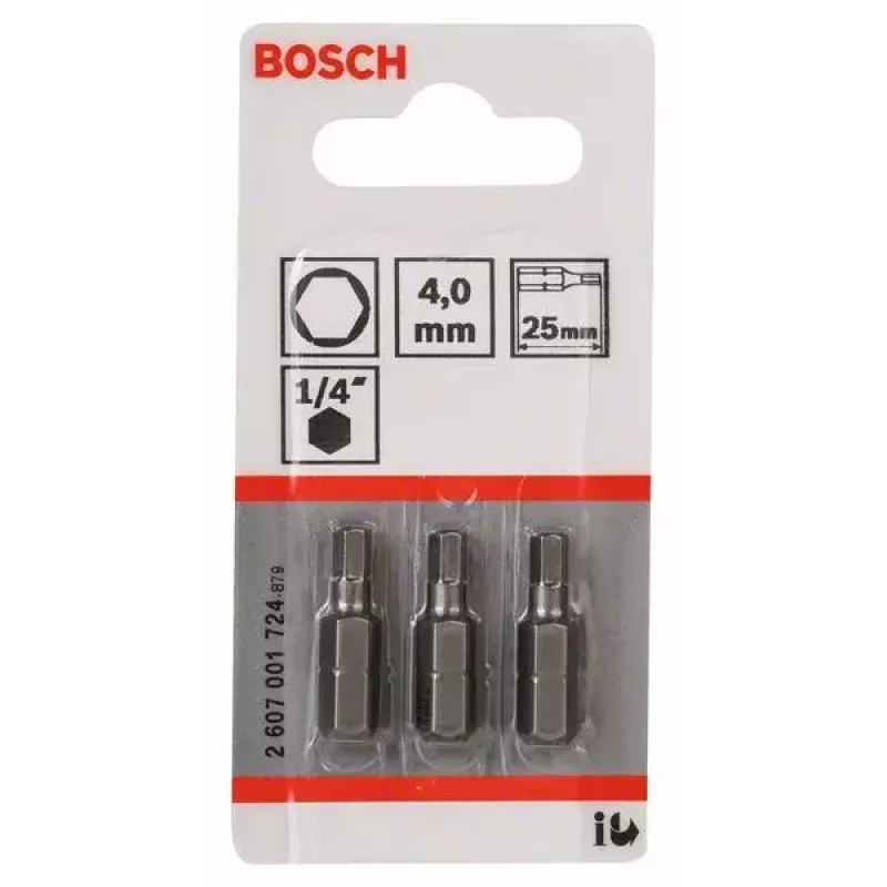 Screwdriver bit Bosch 2 607 001 724 4 mm Security hex 3 pcs
