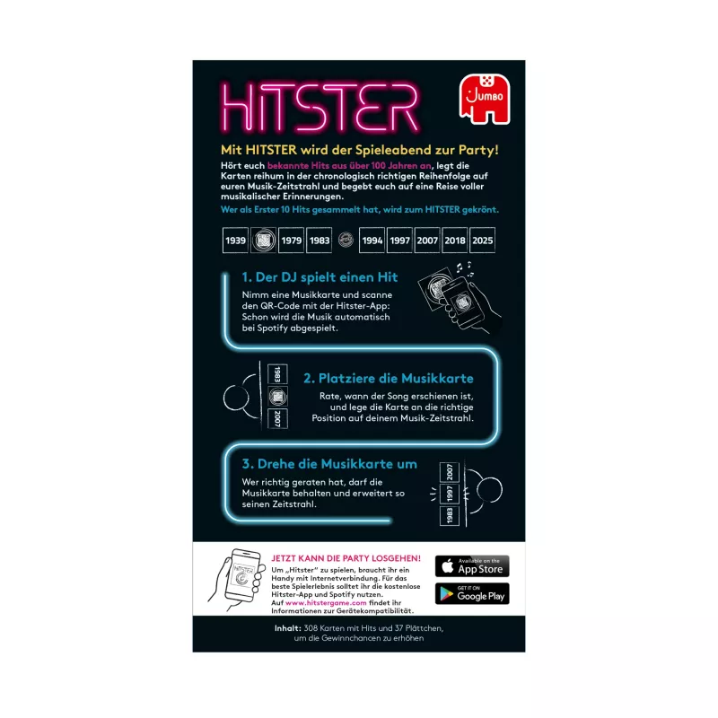 Jumbo Hitster (Deutsche Ausgabe), Card Game, Party, 16 yr(s), 30 min, 30 min