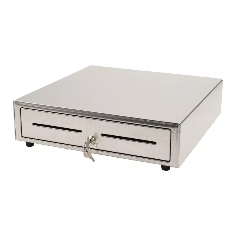 Manual cash drawer Olympia LD 410S, stainless steel housing, 415×410×104 mm, 6.5 kg