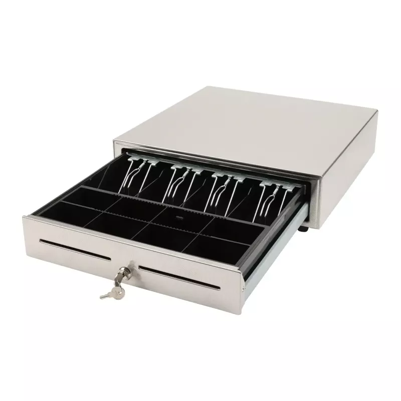 Manual cash drawer Olympia LD 410S, stainless steel housing, 415×410×104 mm, 6.5 kg