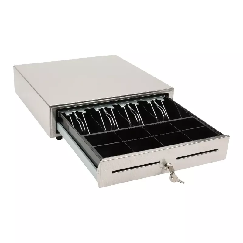 Manual cash drawer Olympia LD 410S, stainless steel housing, 415×410×104 mm, 6.5 kg