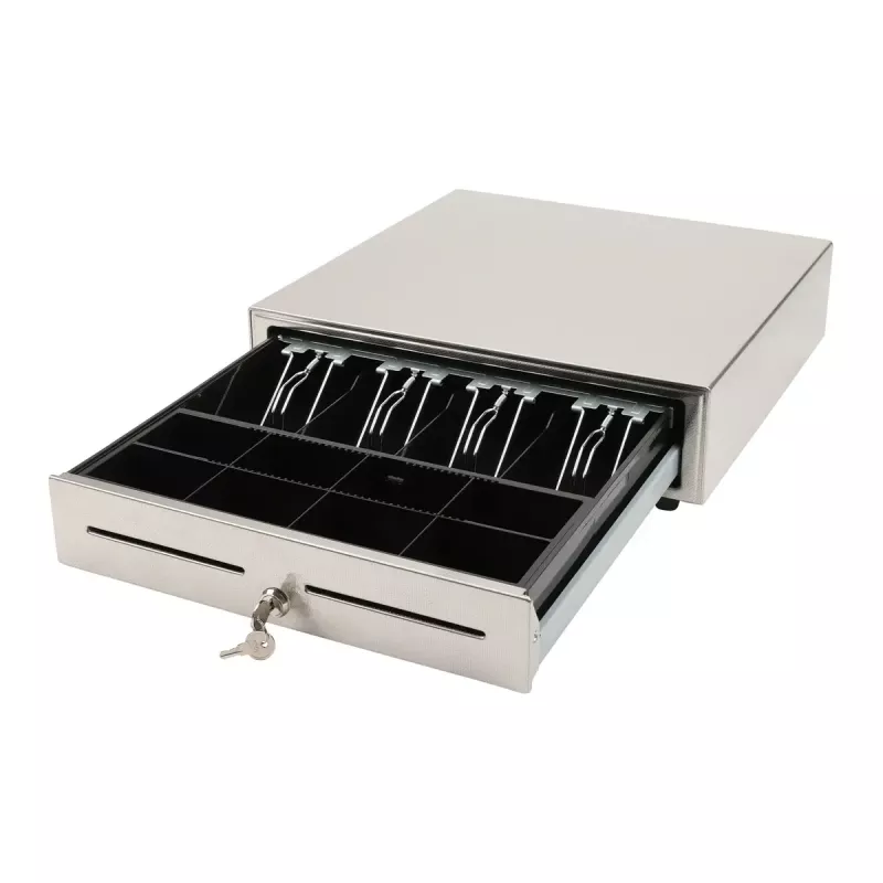 Manual cash drawer Olympia LD 410S, stainless steel housing, 415×410×104 mm, 6.5 kg
