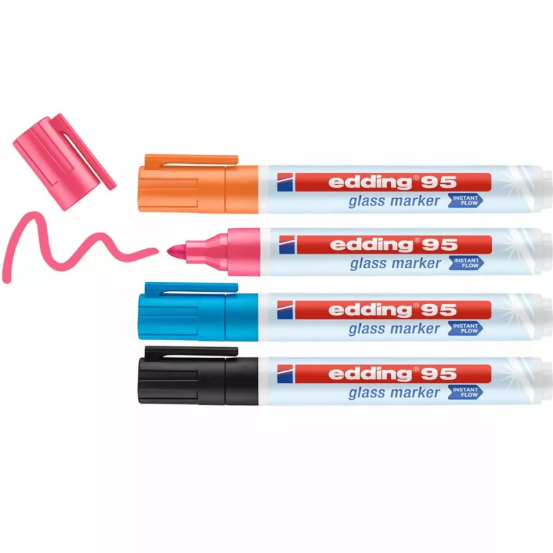 Glass marker Edding 95 Bullet tip Black Blue Orange Pink