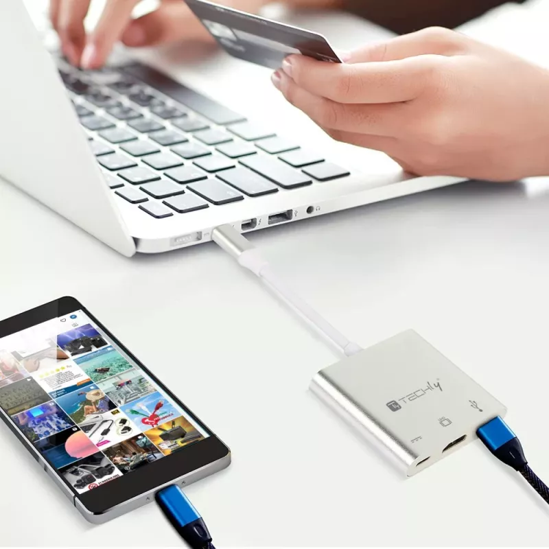 Techly IADAP USB31-HDMIPTY laptop dock/port replicator Wired USB 3.2 Gen 1 (3.1 Gen 1) Type-C Silver